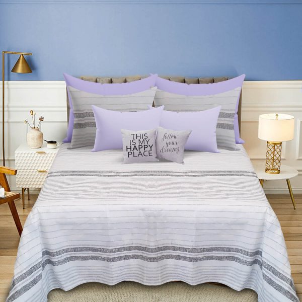 purple stripe bed sheet set